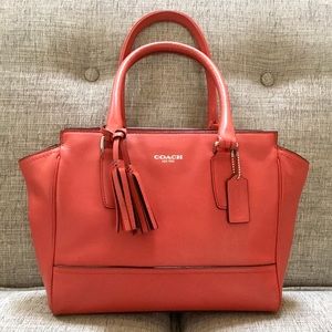 Coach Legacy Candace Rich Coral Leather Satchel Carryall Bag